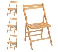 Spetebo Lot de 4 chaises pliantes en bambou naturel - Charge maximale : 120 kg - Chaise de cuisine pliable en bois FSC - Chaise classique pour un usage domestique