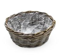Spetebo Panier à plantes en osier tressé naturel - 30 cm - Panier à fleurs rond en rotin avec film - Décoration de jardin - Panier à fleurs - Panier à plantes - Panier en osier rustique
