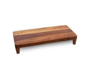 Spetebo Plateau de table en acacia de qualité alimentaire - 45 x 21 cm - Plateau de service en bois marron avec 4 pieds - Plateau en bois de service Plateau à saucisses Plateau à fromage Assiette à