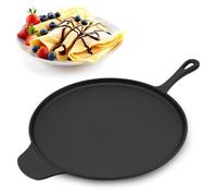 Spetebo Poêle à Pizza et Crêpes en Fonte - 30 cm - Pour Cuisinière, Barbecue et Four