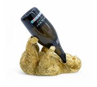 Spetebo Porte-bouteille décoratif en forme de singe doré - 27 x 15 cm - Support pour bouteilles de vin - Animal assoiffé - Sculpture - Porte-bouteille - Animaux qui boivent