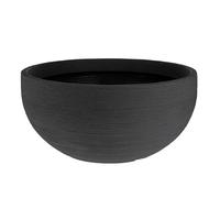 Spetebo Pot de fleurs rond XXL en plastique Anthracite 58 cm | Résistant aux intempéries, aux UV, motif rainuré, pour jardin, balcon, terrasse, intérieur et extérieur