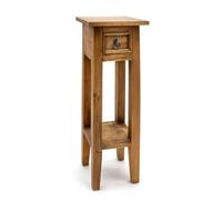 Spetebo Table d'Appoint en Acajou Avec Tiroir - 67 x 25 cm - Naturel - Vintage - Table à Fleurs - Tabouret à Fleurs - Décoration de Téléphone