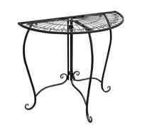 Spetebo Table d'appoint semi-circulaire en métal noir - 80 x 71 cm - Table murale au design romantique vintage - Table décorative de jardin, table de balcon, meuble pour invités, table de fleurs,