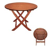 Table ronde pliante - Diamètre 90 cm - Bois d'eucalyptus (XXL)