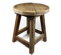Spetebo Tabouret à fleurs en bois rustique - 32 x 26 cm | Tabouret décoratif, support de fleurs, massif