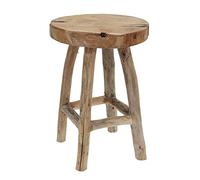 Spetebo Tabouret en bois de teck massif 42 cm - Tabouret stable pour fleurs - Tabouret d'invité