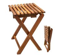 Spetebo Tabouret pliant en acacia - 37 cm - Aspect teck - Tabouret de jardin en bois - Table d'appoint - Tabouret pour plantes
