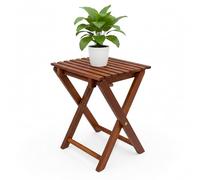 Spetebo Tabouret pliant en bois d'eucalyptus - Pour fleurs - Table d'appoint - Tabouret de jardin