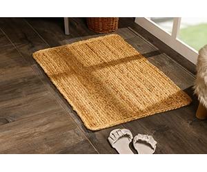 Spetebo Tapis de Jute Tressé Naturel - Rectangulaire 90 x 60 cm - Style Ethnique à Poils Courts - Fibres Naturelles Recyclables Hydrofuges Antistatiques Grand Teint