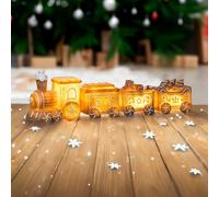 Spetebo Train de Noël LED blanc chaud - 4 pièces - Train décoratif éclairé à piles - Noël, Avent, hiver, table, fenêtre, éclairage d'ambiance