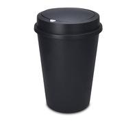 Spetebo XL Poubelle en plastique anthracite avec couvercle à ouverture poussée - 50 L - Poubelle ronde avec couvercle amovible - Poubelle de collecte des déchets grande taille recyclable