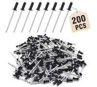 Spetsbst Lot de 200 rivets aveugles en aluminium - 4 x 10 mm | Lot de rivets aveugles à tête grande - Noir - Anthracite - Pour outil de rivets aveugles