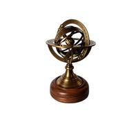 Sphère armillaire décorative en laiton et bois 14 cm