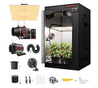 Spider Farmer Kit complet de 120 x 120 x 200 cm SF4000 450 W LED à spectre complet pour plantes, tente, tente de culture, ventilateur tubulaire 150 mm avec contrôleur d'humidité GGS Temp