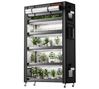 Spider Farmer Support pour plantes 6 étages réglables 10 pièces 220 W LED spectre complet Kit serre étagère Métal noir 110 x 40 x