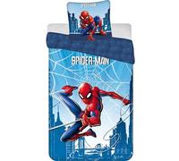 Spider-Man Housse de Couette 140x200 + Taie 70x90 Coton Bleu Rouge Oeko-Tex