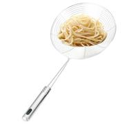 Spider Strainer Skimmer - Passoire à rôtir en acier inoxydable de 15 cm de diamètre - Cuillère en métallique avec long manche et crochet - Ustensile de cuisine pour rôtir, frire, pâtes et