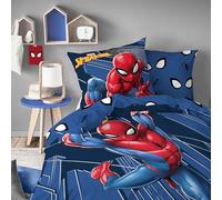 Spiderman Home True Hero Parure de lit 100% Coton - Licence Officielle | Housse de Couette 140x200 cm + 1 taie 63x63 cm | Fermeture boutons | Chambre enfant, lit 1 place | Certification Oeko-Tex