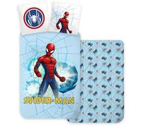 Spiderman Housse de Couette 140x200 + Taie 100% Coton Marvel Cadeau | Parure de lit réversible 1 personne | Coton naturel respirant Oeko-Tex | Licence Marvel | Garçon | Cadeau | Idée cadeau
