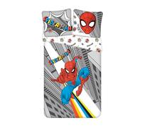 Spiderman Pop Housse de Couette 140x200 + Taie 65x65 Coton Cadeau | Parure de lit réversible 1 personne | Coton naturel respirant Oeko-Tex | Marvel officiel | Garçon | Cadeau | Idée cadeau