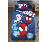 Spidey et Ses Amis Housse de Couette 140x200 + Taie 65x65 Marvel | Parure de lit réversible 1 personne | Polycoton séchage rapide Oeko-Tex | Marvel officiel | Garçon | Cadeau | Idée cadeau