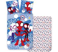 Spidey Parure de lit junior | Housse de couette 100 x 140 cm + taie d'oreiller 40 x 45 cm, 100 % coton | Parure de lit pour bébé parfaite pour les tout-petits | Marvel Spidey Parure de lit réversible