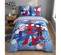Spidey Spiderman Housse de Couette 140x200 + Taie 65x65 100% Coton Marvel | Parure de lit réversible 1 personne | Coton naturel respirant Oeko-Tex | Marvel officiel | Garçon | Cadeau | Idée cadeau