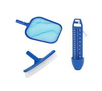 SPIDO - Destockage - Kit d’Entretien Piscine 3 Pièces - Epuisette de Surface, Brosse de Paroi et Thermomètre - Kit de Nettoyage pour Piscine