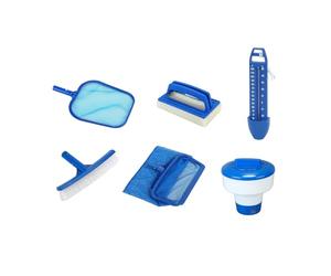 SPIDO - Destockage - Kit Entretien Piscine - Kit Nettoyage Piscine avec Épuisette, Brosse, Diffuseur Chlore, Thermomètre et Kit Aspiration Manuel (Kit Entretien)