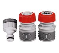 SPIDO - Kit d’arrosage complet avec raccords rapides Aquastop - Lance ou pistolet multi-jets - Ø15 mm et Ø19 mm (Ø19 mm avec lance 2 jets)