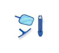 SPIDO - Kit Essentiel Entretien Piscine - Épuisette de surface, Brosse paroi 26 cm, Thermomètre