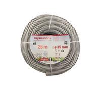 SPIDO Tuyau PVC Armé Souple - 25m - Ø 35 mm - Flexible Renforcé à Spirales pour Aspiration et Refoulement
