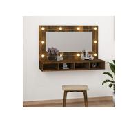 vidaXL Armoire à miroir LED 90x31,5x62 cm Chêne fumé