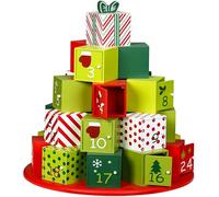 Spielwerk® Calendrier de l'Avent en Bois 'Montagne de cadeaux XXL' | Réutilisable, avec 24 boîtiers tiroirs individuels à remplir de chocolats, Déco de Noël Intérieure, Déco Sapin, Idée Cadeau