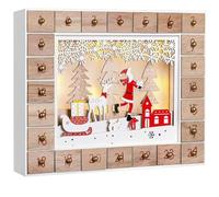 Spielwerk® Calendrier de l'Avent en Bois 'Père Noël et Son traîneau' | Avec 24 boîtiers tiroirs individuels à remplir de chocolats, Déco de Noël Intérieure, Déco Sapin, Idée Cadeau