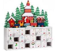 Spielwerk® Calendrier de l'Avent en bois réutilisable 'Forêt enneigée' 24 tiroirs à remplir individuel Déco Noël intérieur Idée Cadeau