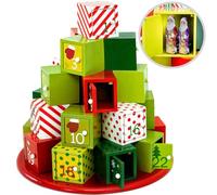 Spielwerk® Calendrier de l'Avent en bois réutilisable 'Montagne de cadeaux' 24 tiroirs à remplir individuel Déco Noël intérieur Idée Cadeau