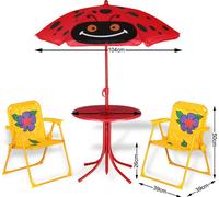 Spielwerk® Salon de jardin pour enfants avec parasol réglable en hauteur 2X chaise pliante protection UV extérieur enfants