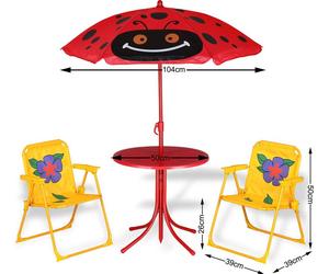 Spielwerk® Salon de jardin pour enfants avec parasol réglable en hauteur 2X chaise pliante protection UV extérieur enfants