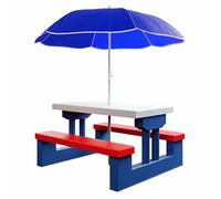 Spielwerk® Salon de jardin pour enfants - Table Pique-nique avec banc et parasol - Idéal pour activités extérieures, goûter d'anniversaire, bac à sable, loisirs et jeux