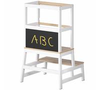 Spielwerk® Tour d'Observation Montessori en Bois pour Enfant, Stable et Sécurisée, Hauteur 93cm - Tour d'apprentissage avec Tableau noir, Marchepied Bois de Pin Blanc - Dès 2 ans