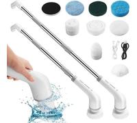 Spin Scrubber - Brosse de nettoyage électrique sans fil avec 8 têtes de brosse interchangeables - Poignée réglable de 125 cm
