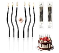 Spiral Black Birthday Candles for Cakes, 12 PCS Black Long Cake Candles with Holders, Twisty Cupcake Birthday Cake Candles for Baby Shower Wedding Party Birthday Decoration