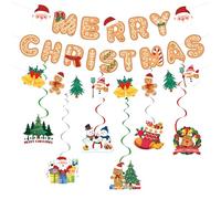 Spirale de Bannière de Noël, 13 Pcs Merry Christmas Decoration Set - Bannière de Guirlande de Noël, Banderoles en Spirale de Noël & Pendentif Spirale de Noël, pour Decoration Noel Exterieur Intérieur