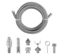 Spirale de nettoyage de tuyaux en acier x 12 mm pour machine de nettoyage de tuyaux électrique avec 6 têtes interchangeables C et olive flexible contre les obstructions Modèle A sans pour poignée (C)