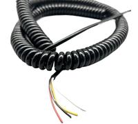 Spirale enroulée Câble spiralé noir 20 AWG Câble d'alimentation résistant au froid à ressort Cordon spiralé à 4 fils Fil de tension(3.75 meters)