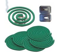 Spirales Anti-Moustiques à la Citronnelle, Pack de 10 avec 2 Socles Métalliques, Vert, 11 cm, Protection 6h, Usage Extérieur