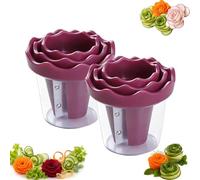 Spiralizer For Vegetables, Vegetable Spiralizer, Fruit Slicer Cup，Purpl | Manual Vegetable Spiralizer and Curler for Rose Flower Carving, Stainless Steel Cutting Edge for Various Firm Vegetables