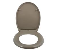 spirella Abattant de WC ovale avec fonction de fixation rapide et fermeture en douceur Lunette de toilette antibactérienne en Duroplast et acier inoxydable amovible Taupe